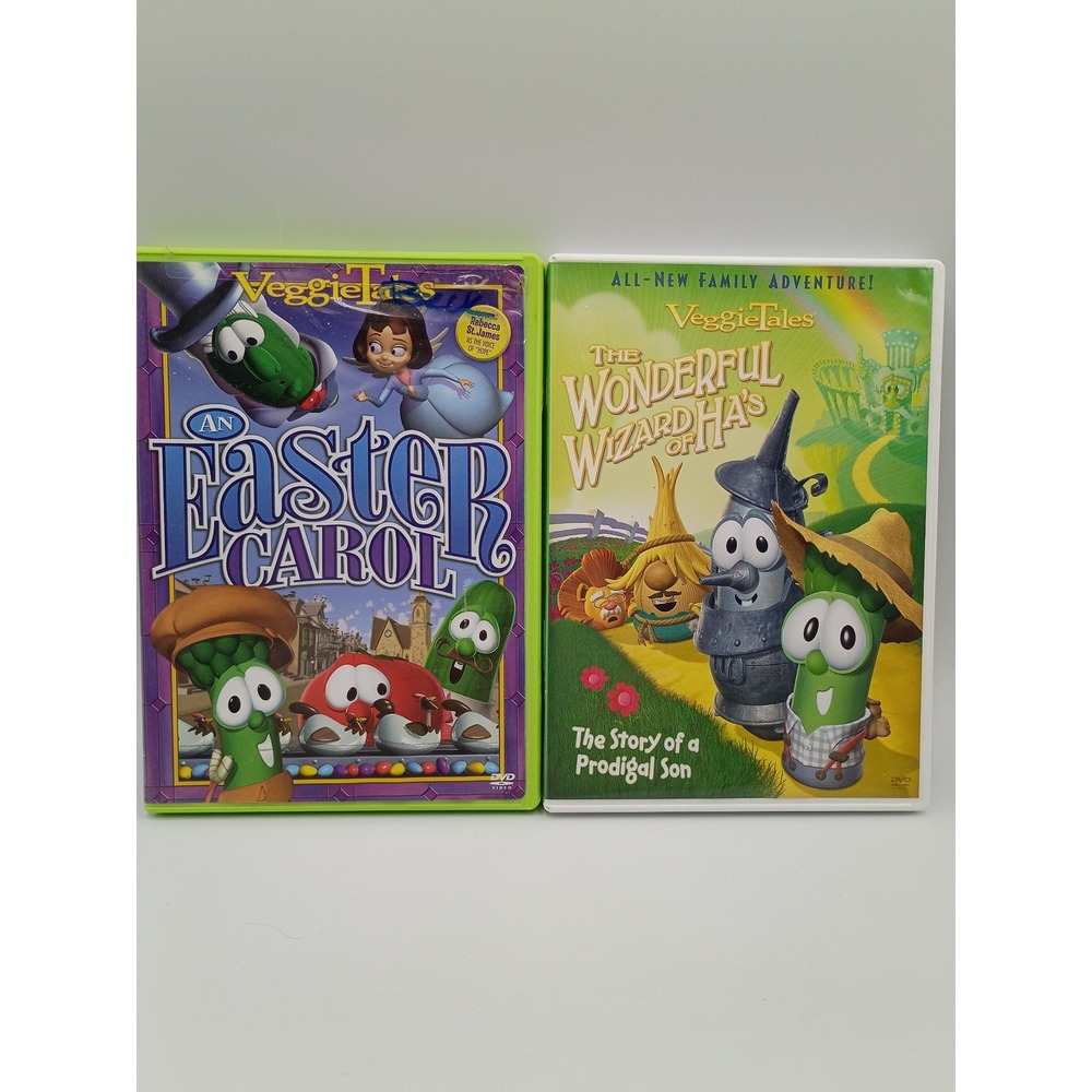 VeggieTales DVD Lot Kids One Size Multicolor Good An Easter Carol Wizard of Ha's